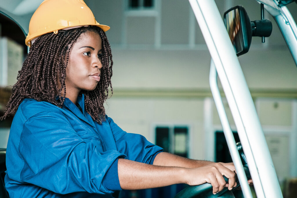 driver with hard hat