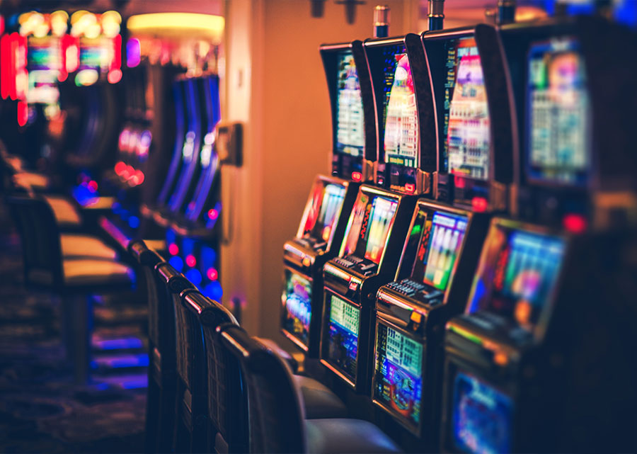 row of casino slot machines