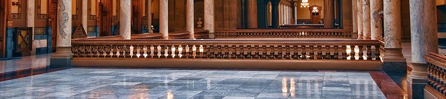 reflective marble floors of a government building