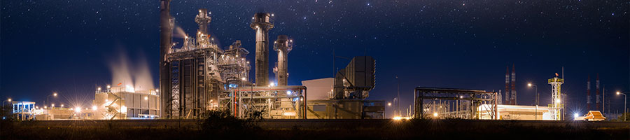 night view of a power plant