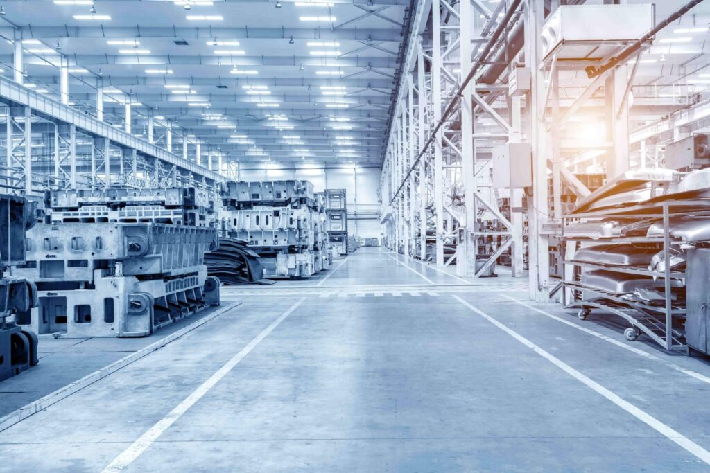 Open production floor in a new manufacturing building before occupancy