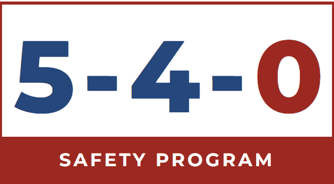 IH Services 5-4-0 Safety Program logo: 5 minutes of training for 0 accidents
